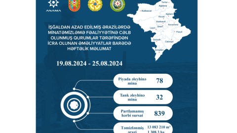 1308.3 hektar ərazi minalardan təmizlənib