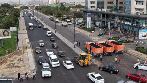8 Noyabr prospektinin bu hissəsi bağlandı