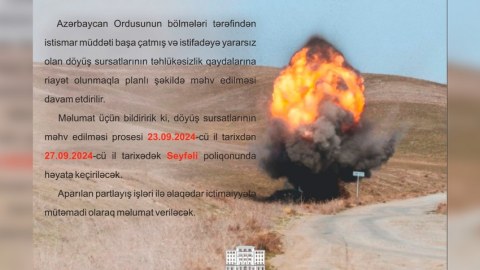 Seyfəli poliqonunda yararsız döyüş sursatları məhv edilir