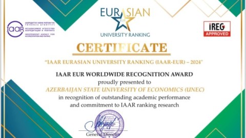 UNEC &ldquo;Mükəmməl akademik performans&rdquo; mükafatına&nbsp;layiq görüldü