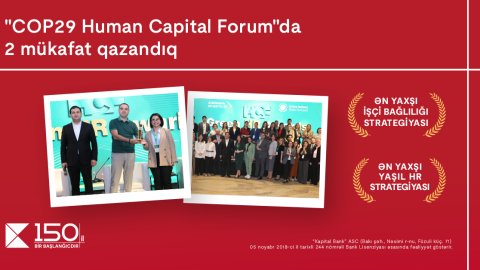 Kapital Bank “COP29”un tədbirində 2 mükafata layiq görüldü
