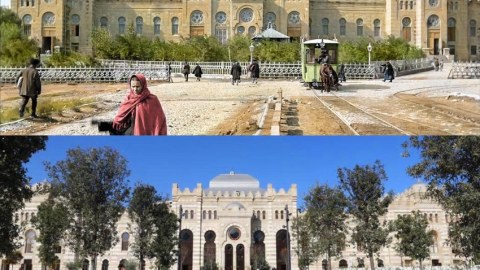 140 yaşlı "Tiflis" vağzalının qarşısındakı meydan füsunkar görünüşdə