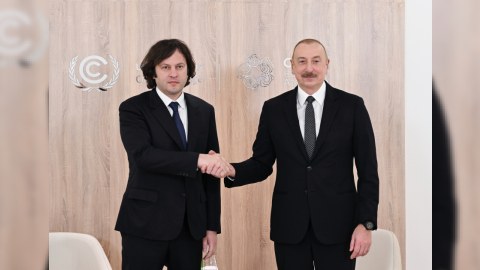 İlham Əliyev İrakli Kobaxidze ilə görüşüb - FOTO