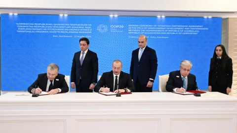Azərbaycan, Qazaxıstan və Özbəkistan liderləri saziş İMZALADILAR