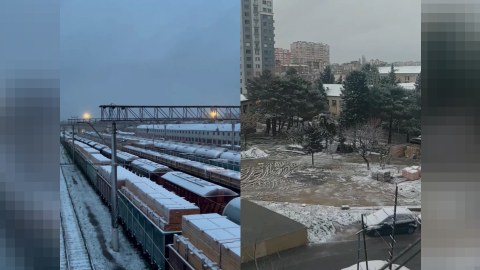 Hazırda Bakıya qar yağır - VİDEO