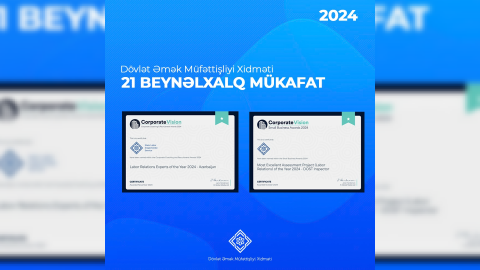 Dövlət Əmək Müfəttişliyi Xidməti 21 beynəlxalq mükafata layiq görülüb