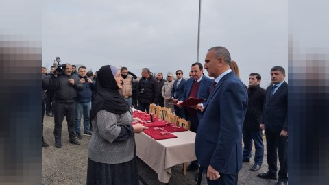 Xocalıya köçürülən ailələrə açarlar təqdim olundu - FOTOLAR