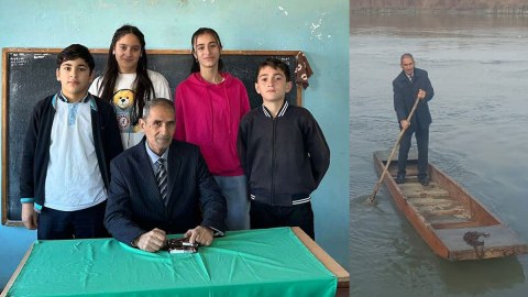 32 ildir dərsə qayıqla gedən MÜƏLLİM - FOTOLAR