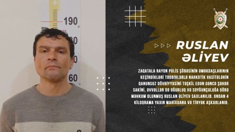 Keçmiş məhkumdan 4 kq narkotik götürüldü