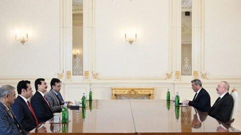 İlham Əliyev Pakistan Senatının sədrini qəbul edib