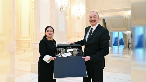 İlham Əliyev İndoneziya spikeri ilə görüşdü - FOTO