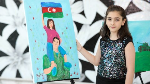 Şəhid övladlarının çəkdiyi rəsm əsərləri - FOTOLAR