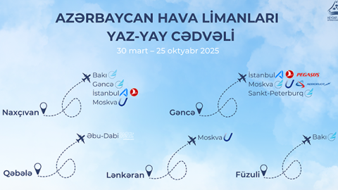 Azərbaycan hava limanlarında yaz-yay mövsümü - CƏDVƏL