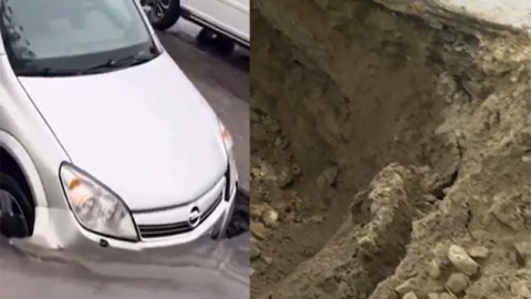Bakıda bu yol 20 gündə ikinci dəfə çökdü - VİDEO