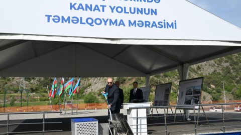 Prezident&nbsp;Laçın kanat yolunun təməlini qoydu - FOTO