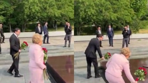 Matviyenko qondarma erməni soyqırımı abidəsinə baş əydi