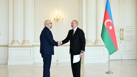 Prezident Fələstinin yeni səfirinin etimadnaməsini qəbul edib - FOTO