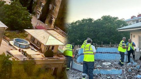 Bakıda binanın damında tikilən hovuz söküldü&nbsp;- FOTOLAR