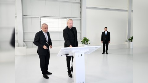 İlham Əliyev Yevlaxda sutəmizləyici qurğunun açılışında - FOTOLAR