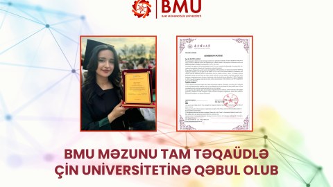 BMU məzunu tam təqaüdlə Çin universitetinə qəbul oldu