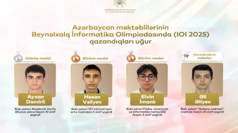 Şagirdlərimizdən beynəlxalq olimpiadada yüksək NƏTİCƏ