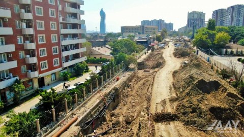 Bakıdakı yeni yolun inşasından GÖRÜNTÜLƏR