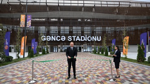 İlham Əliyev Gəncə şəhər stadionunun açılışını etdi - FOTOLAR