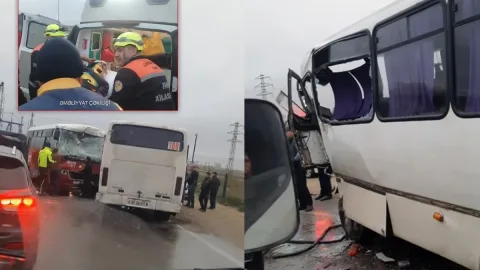 Bakıda avtobuslar toqquşub - Sıxılı vəziyyətdə qalan sürücü xilas edilib