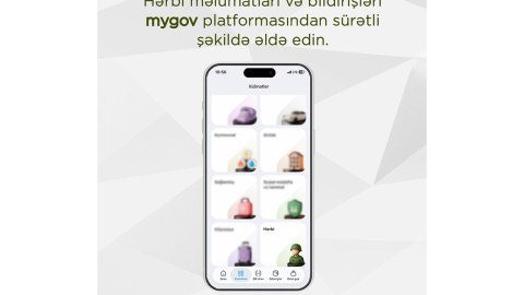 Hərbi məlumat və bildirişləri artıq &ldquo;mygov&rdquo;dan əldə edə bilərsiniz
