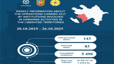 Azad edilmiş ərazilərdə daha 226 mina aşkarlanıb
