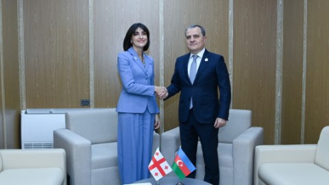 Ceyhun Bayramov Səmərqənddə gürcüstanlı həmkarı ilə görüşdü