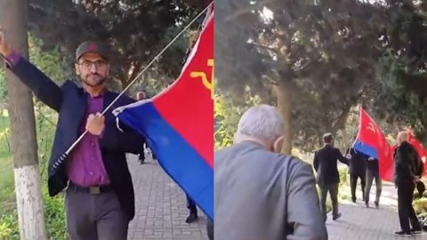 Bakıda SSRİ bayrağı qaldırıldı - Polis HƏRƏKƏTƏ KEÇDİ