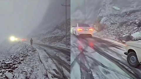 Lazaya gedən yol&nbsp;buz bağladı