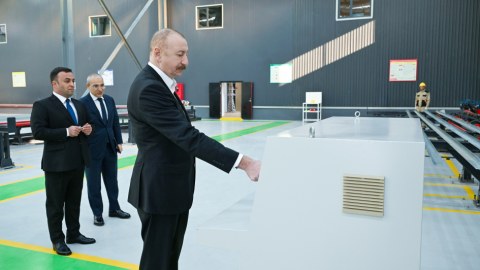 Prezident Ağdamda müəssisənin açılışında - FOTOLAR