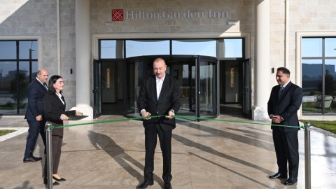 Prezident&nbsp;Ağdam şəhərində hotelin açılışında - FOTOLAR