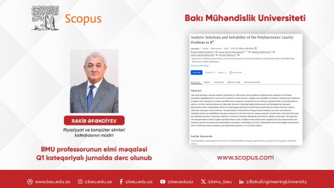BMU professorunun tədqiqatı Q1kateqoriyalı jurnalda