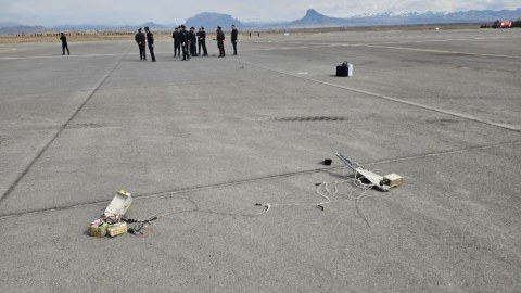 Naxçıvan aeroprotuna düşən dronun qalıqları -&nbsp;FOTO