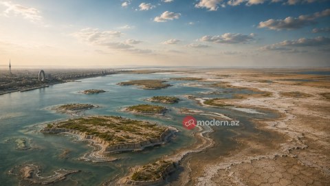 Xəzərin səviyyəsi enir: yeni adalar yaranır