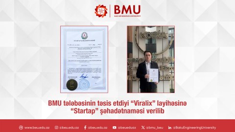 BMU tələbəsinin layihəsinə &ldquo;Startap&rdquo; şəhadətnaməsi verilib