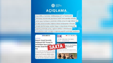 MEDİA: Azərbaycan ərazisinin İsrail-İran müharibəsində istifadə olunması dezinformasiyadır