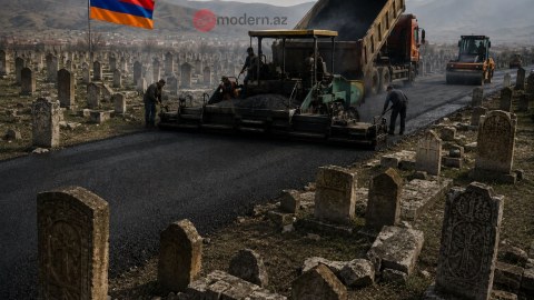 12 qəbiristanlığımızın üzərindən asfalt yol çəkilib