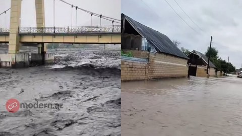 Balakən və Zaqatalada&nbsp;güclü leysan daşqınlara səbəb oldu
