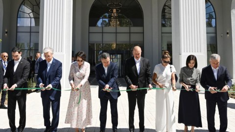 Ilham Aliyev and the First Lady at the opening ceremony on the shore of Lake Issyk-Kul - PHOTOS