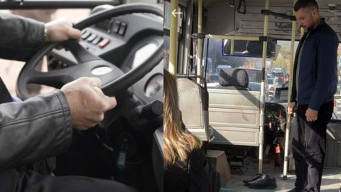 "Sədərək" marşrutunda insident: avtobus sıxışdırıldı, güzgüsü sındırıldı - GÖRÜNTÜ