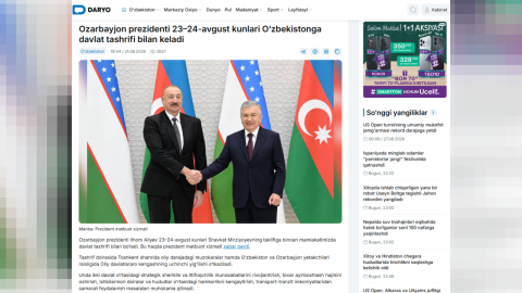 Özbəkistan mətbuatı Azərbaycan Prezidentinin dövlət səfərinin nəticələrini geniş işıqlandırıb