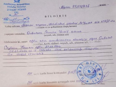 Nazir əsgər ölümünə görə generalı cəzalandırdı - YENİLƏNİB