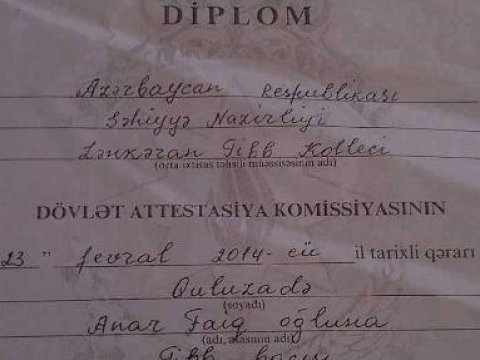 Azərbaycanda kişi məzuna “tibb bacısı” ixtisası necə verilib - AÇIQLAMA + FOTO