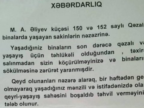 Yasamalda iki bina təcili sökülür 