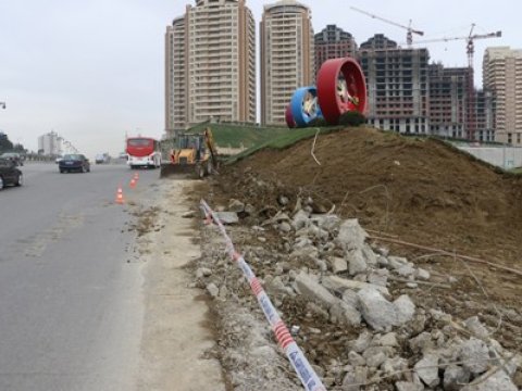 "Şamaxinka" istiqamətindəki süni təpəciklər sökülür- FOTO  