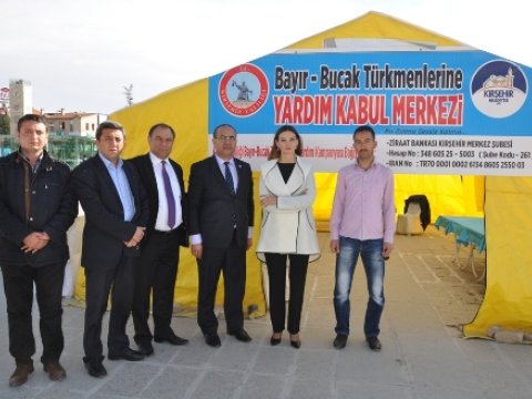 Qənirə Paşayeva Bayırbucak türkmənlərinə yardım aksiyasında 